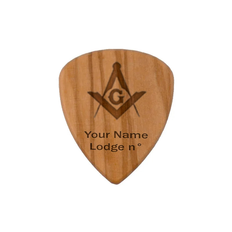 Master Mason Blue Lodge Wood Guitar Pick - Acoustic Electric Bass - Bricks Masons