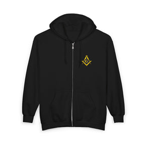 Master Mason Blue Lodge Hoodie - Zip Up Jacket with Embroidered Emblem - Bricks Masons
