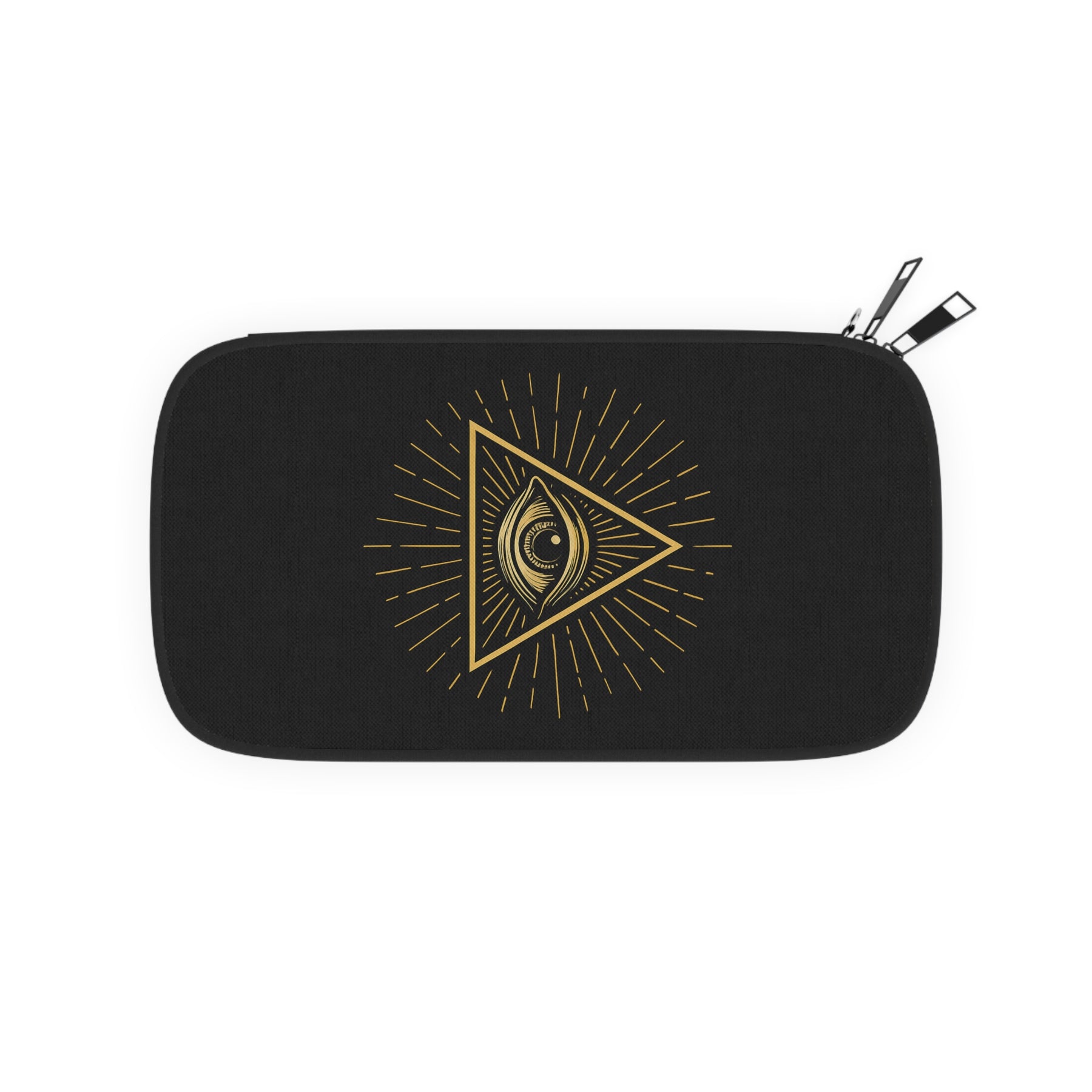 Eye of Providence Passport Wallet - Gold & Black With Shoulder & Wrist Strap - Bricks Masons
