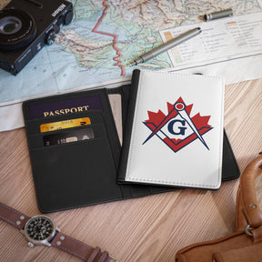 Master Mason Blue Lodge Canada Jurisdiction Passport Cover - White & Red Maple Leaf - Bricks Masons