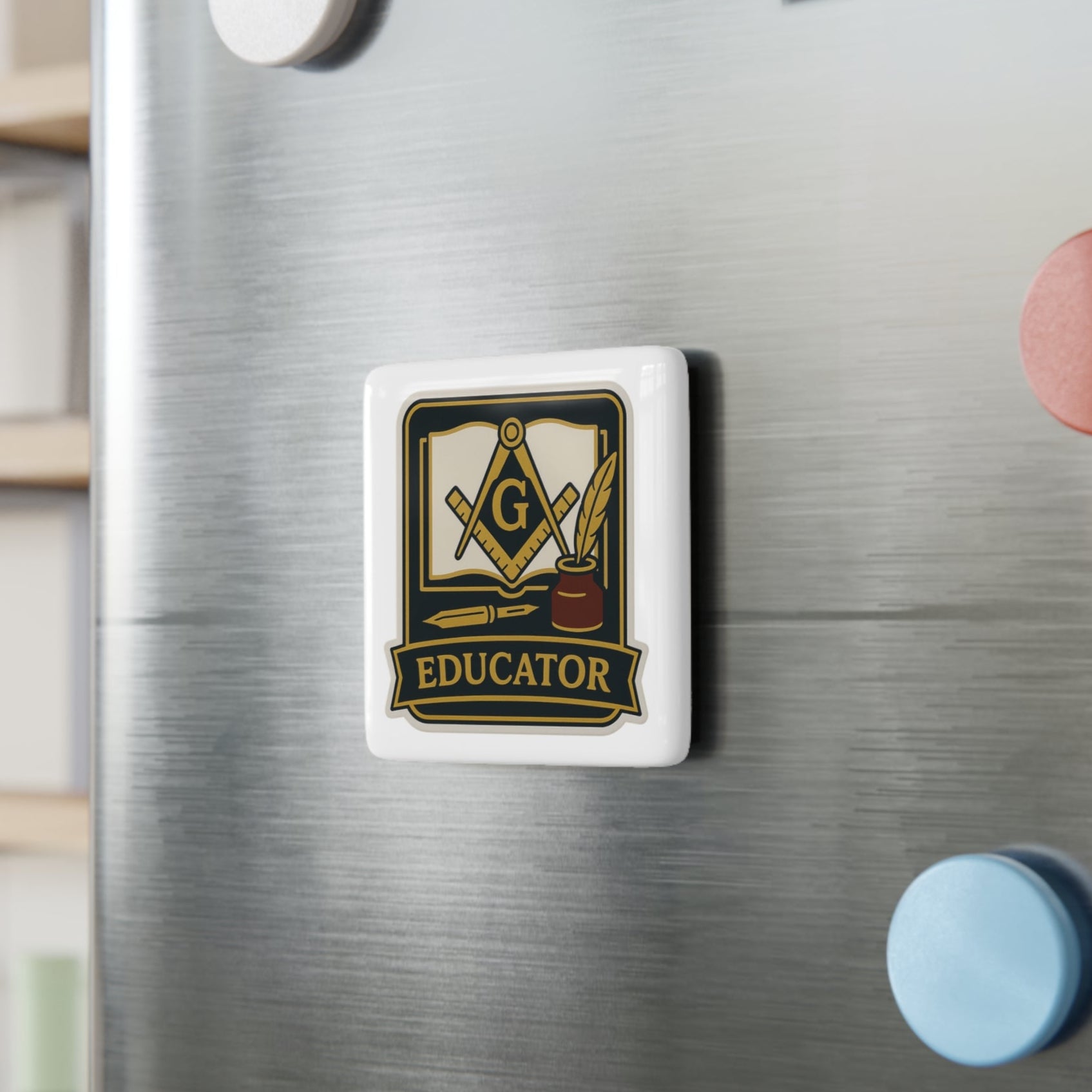 Master Mason Blue Lodge Magnet - Porcelain With Magnet - Bricks Masons