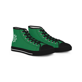 Knight Masons Sneaker - High Top Black & White Green Canvas - Bricks Masons