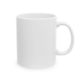 Heroines of Jericho Mug - White with Spinning Wheel and Chair Emblem - Bricks Masons