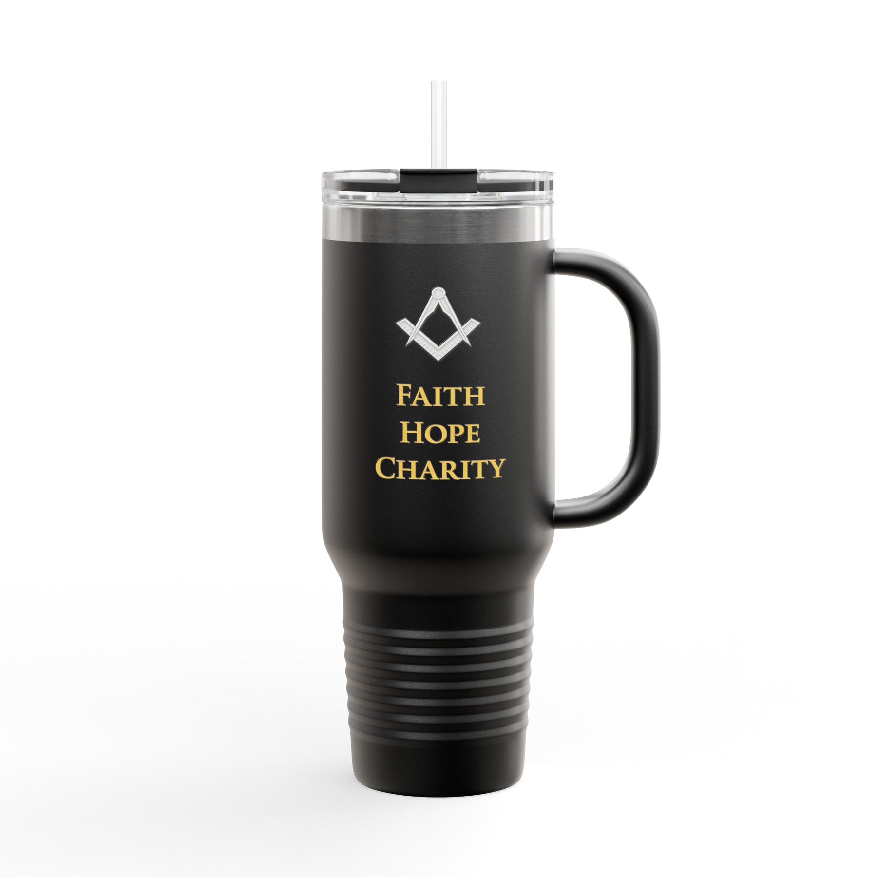 Master Mason Blue Lodge Ringneck Tumbler - Faith Hope & Charity with Square & Compass