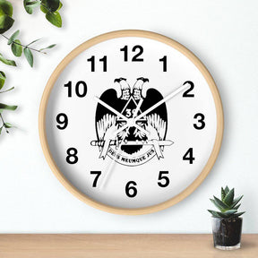 32nd Degree Scottish Rite Clock - Wings Down Wooden Frame