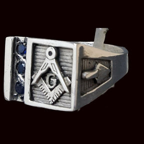 Masonic Master Degree Ring with Masonic Stones Art 66 - Bricks Masons