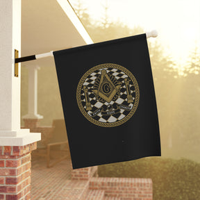 Master Mason Blue Lodge Yard Flag - Faith Hope Charity Printed Poly Poplin - Bricks Masons