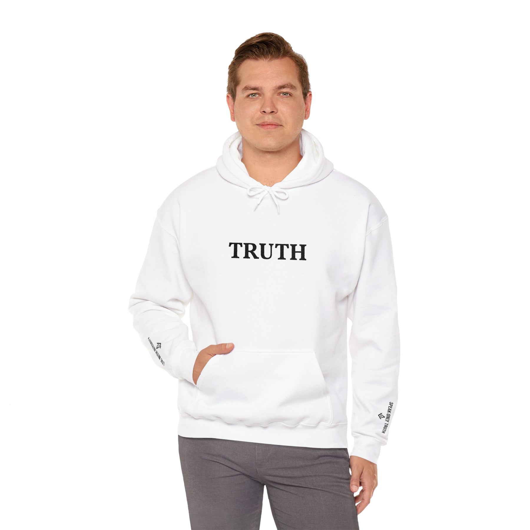 Master Mason Blue Lodge Hoodie - Truth Front & Sleeves Embroidery - Bricks Masons