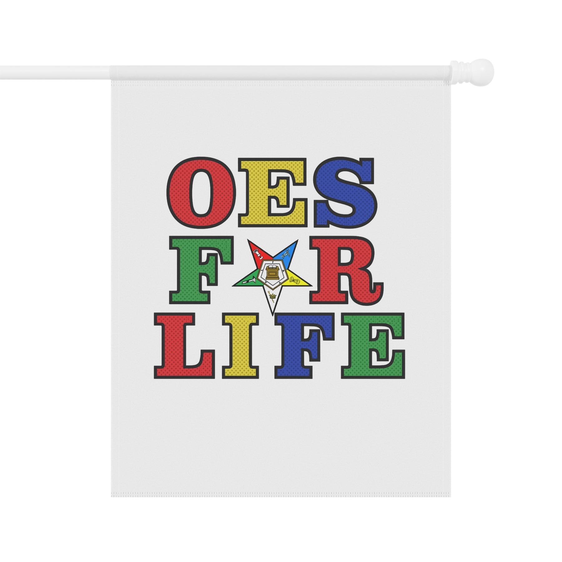 OES Yard Flag - White OES For Life Poly Poplin - Bricks Masons
