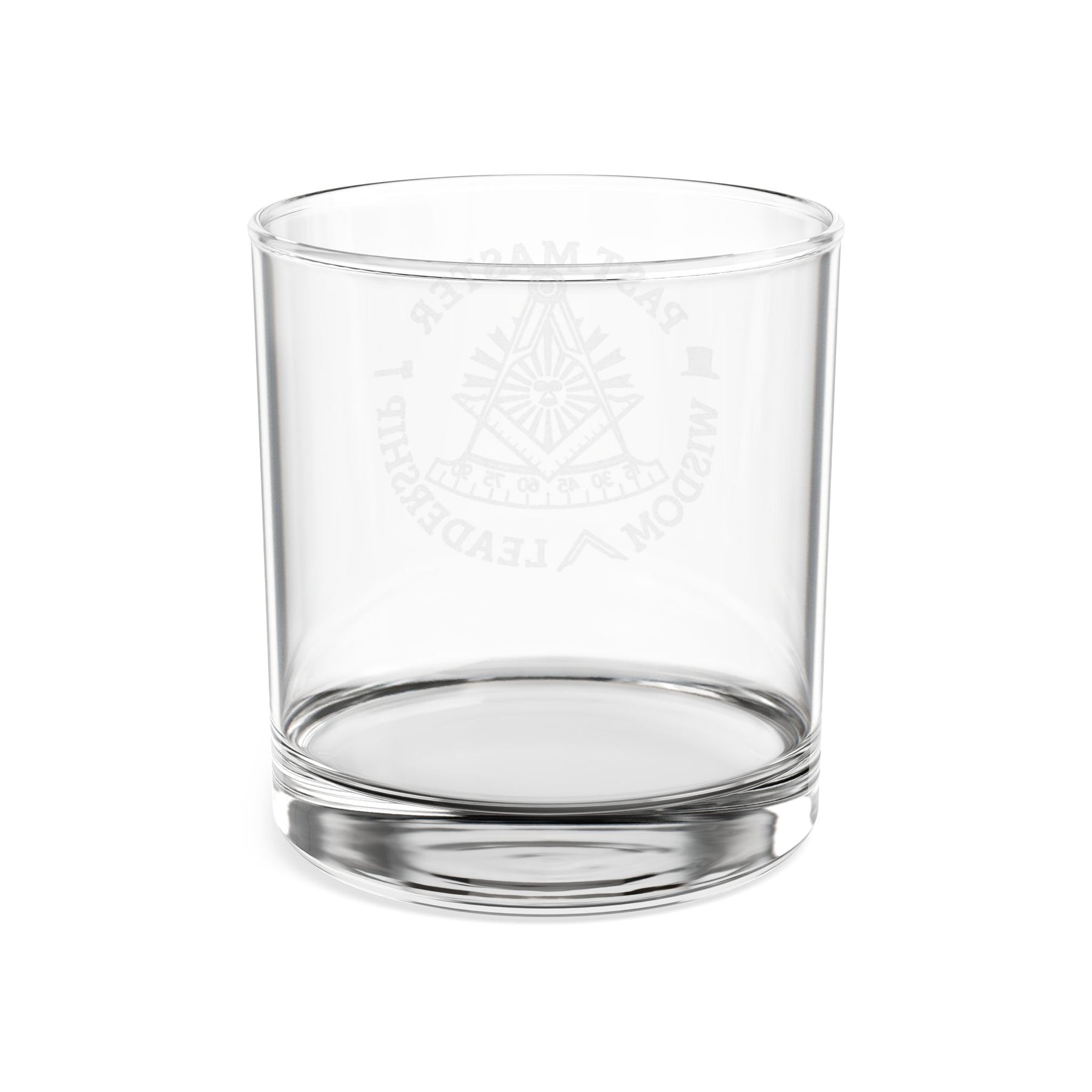 Past Master Blue Lodge Whiskey Glass - Wisdom Leadership S&C Quadrant Sun Emblem