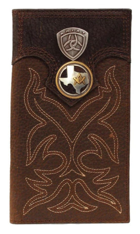 Master Mason Blue Lodge Wallet - American Flag Black & Brown - Bricks Masons