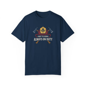Master Mason Blue Lodge T-Shirt - Garment-Dyed Firefighter Tee - Bricks Masons