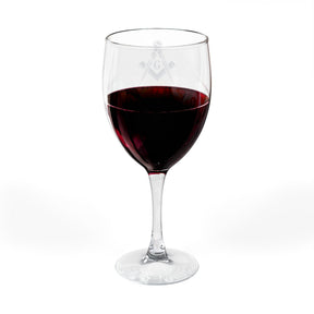 Master Mason Blue Lodge Wine Glass - Square & Compass G with Customization - Bricks Masons