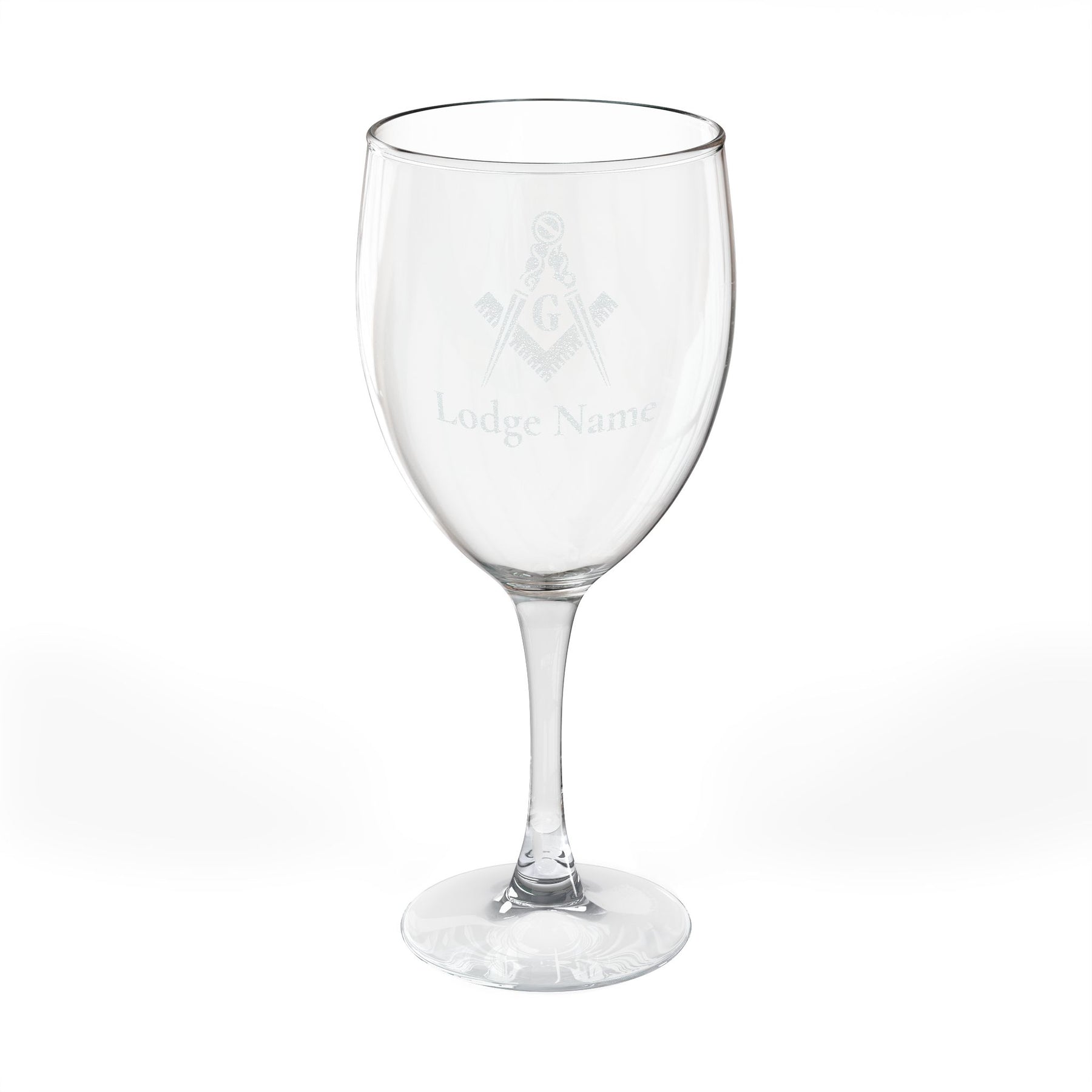 Master Mason Blue Lodge Wine Glass - Square & Compass G with Customization - Bricks Masons