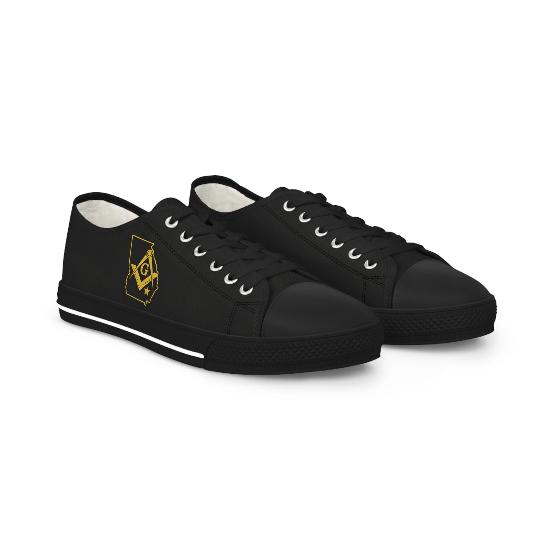 Master Mason Blue Lodge Sneaker - Low Top Sneaker Black & White Georgia Map Mason - Bricks Masons