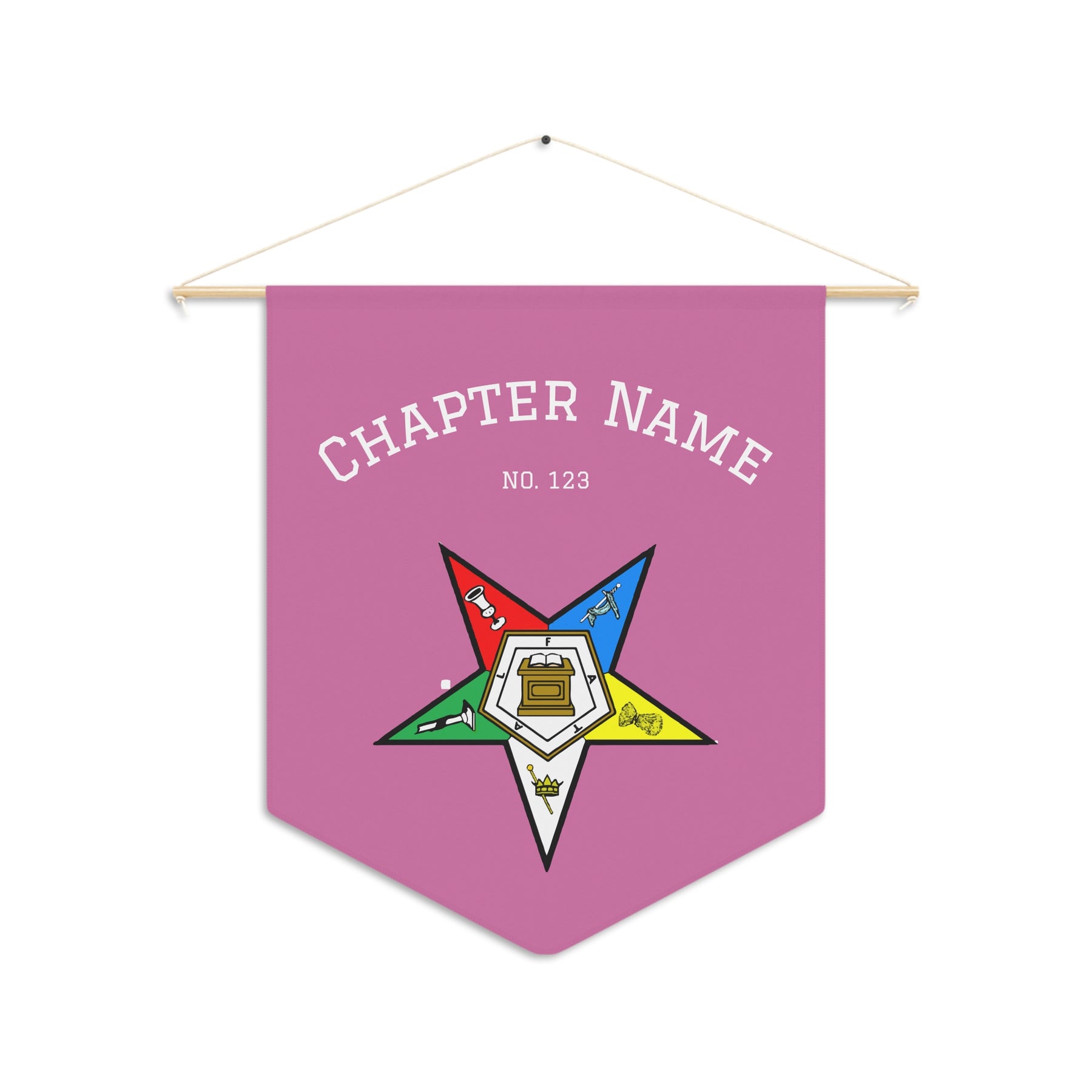 OES Pennant - Pink & Colorful Star With Personalization - Bricks Masons