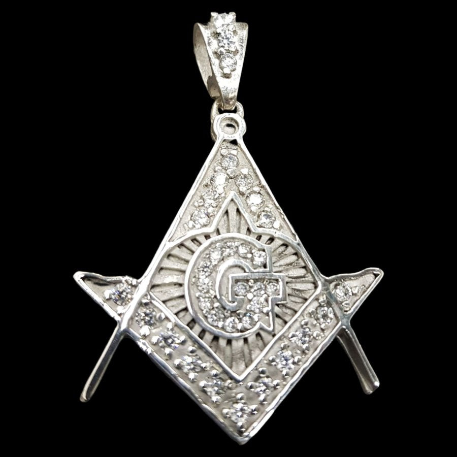 Masonic Compass and Square Pendant 6 cm in 30g Silver Art 740 - Bricks Masons