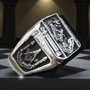 Masonic Ring Aude Vide Tace in 16g Silver Art 77 - Bricks Masons