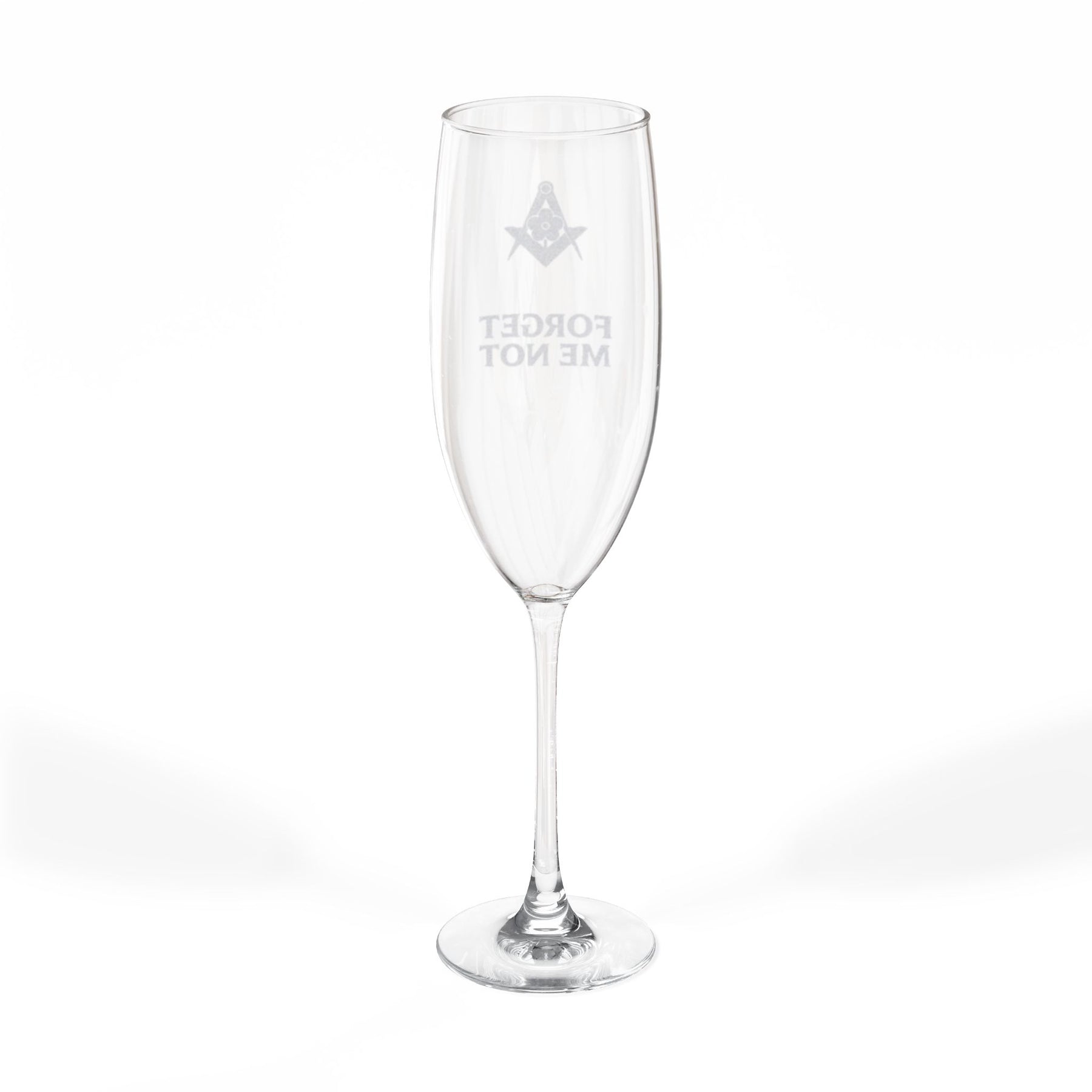 Master Mason Blue Lodge Champagne Flute - Square & Compasses Forget Me Not - Bricks Masons