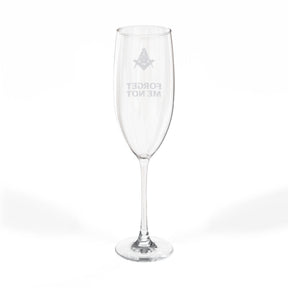 Master Mason Blue Lodge Champagne Flute - Square & Compasses Forget Me Not - Bricks Masons