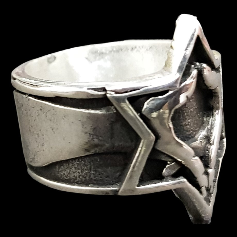Rastafari Ring Trinity Symbol In Silver 16 Gr Cm Art 789 - Bricks Masons