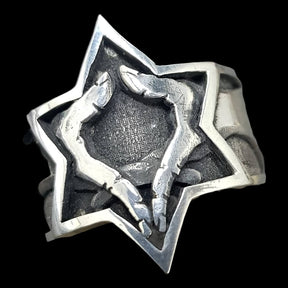 Rastafari Ring Trinity Symbol In Silver 16 Gr Cm Art 789 - Bricks Masons