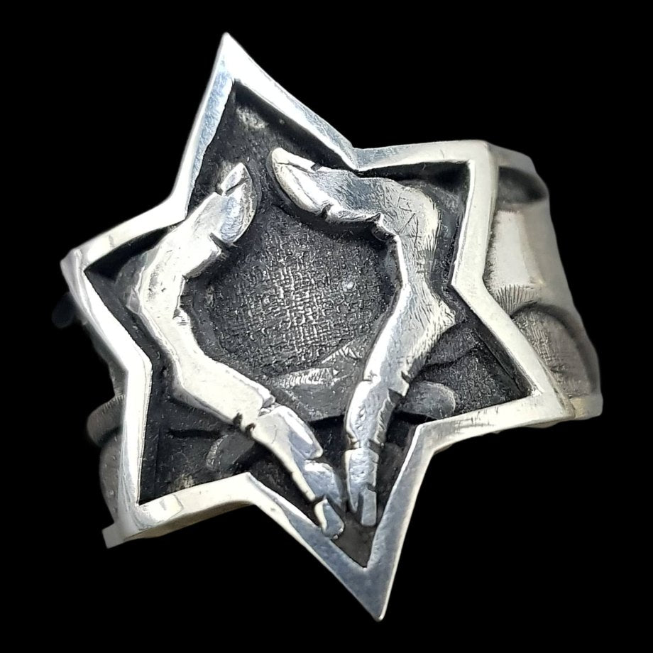 Rastafari Ring Trinity Symbol In Silver 16 Gr Cm Art 789 - Bricks Masons