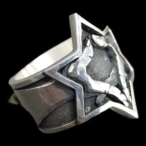 Rastafari Ring Trinity Symbol In Silver 16 Gr Cm Art 789 - Bricks Masons