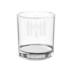 Master Mason Blue Lodge Whiskey Glass - Brotherhood Standing Figures Square & Compass
