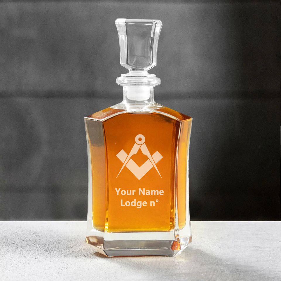 Master Mason Blue Lodge Decanter - 23 oz. Whiskey Glass - Bricks Masons