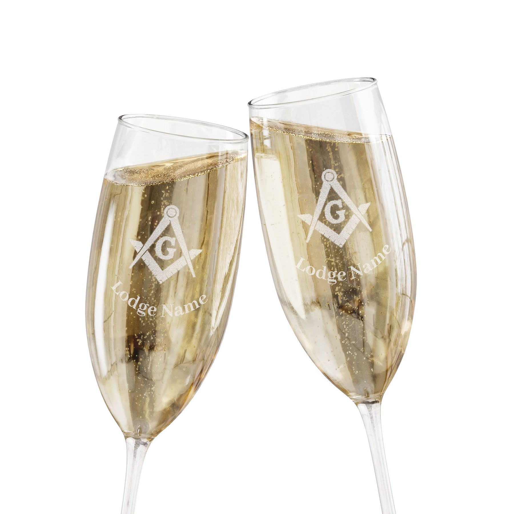 Master Mason Blue Lodge Champagne Flute - Square & Compass G with Personalization