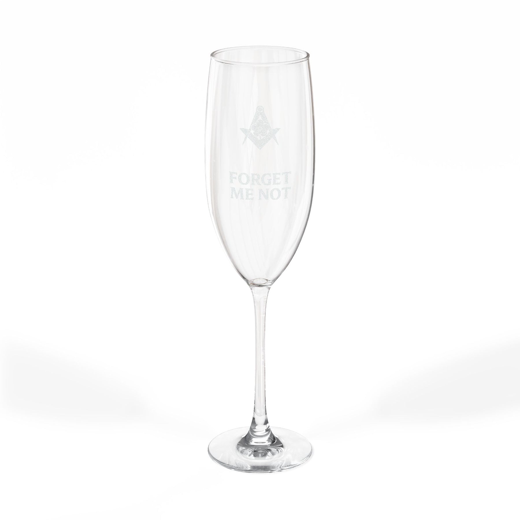 Master Mason Blue Lodge Champagne Flute - Square & Compasses Forget Me Not - Bricks Masons