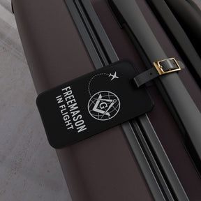 Master Mason Blue Lodge Luggage Tag -  Freemason In Flight With Adjustable Leather Strap - Bricks Masons