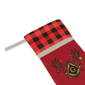 Master Mason Blue Lodge Christmas Stocking - Square & Compass G Holiday Design - Bricks Masons