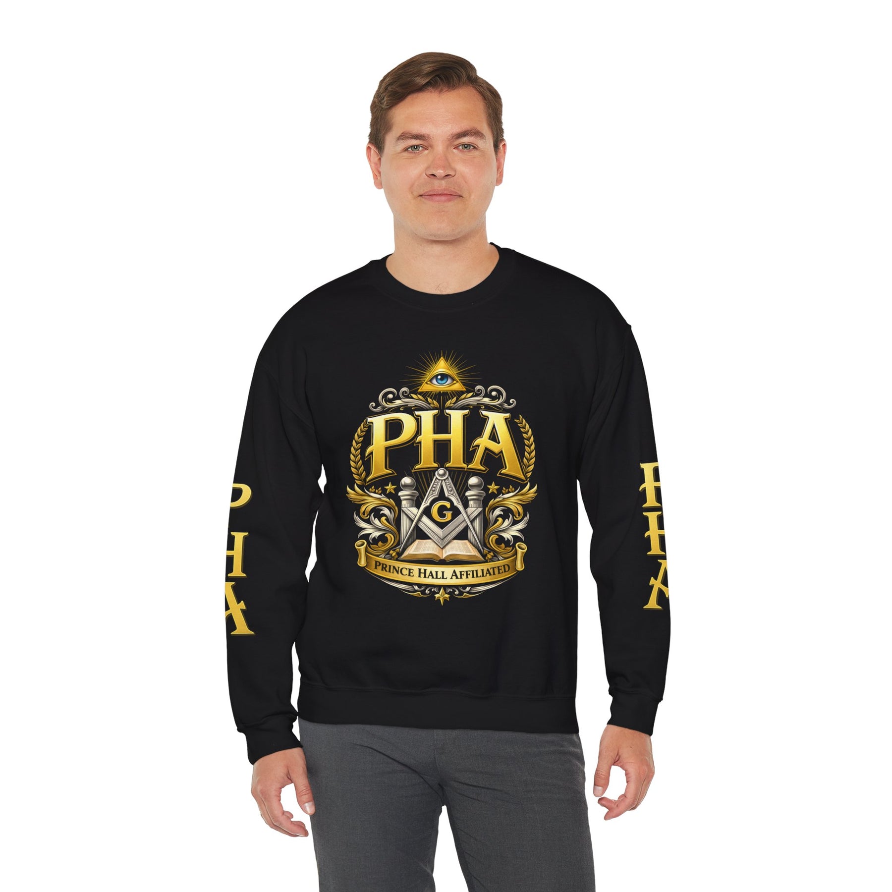 Master Mason Blue Lodge Sweatshirt - Prince Hall Affiliated Square & Compass G & Eye - Bricks Masons