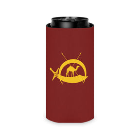 DOKO Can Cooler - Maroon & Yellow Polyester Exterior - Bricks Masons