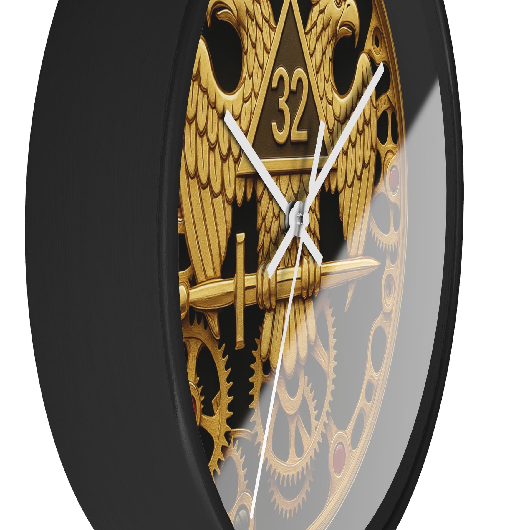 32nd Degree Scottish Rite Clock - Double Headed Eagle with Open Gear - Bricks Masons