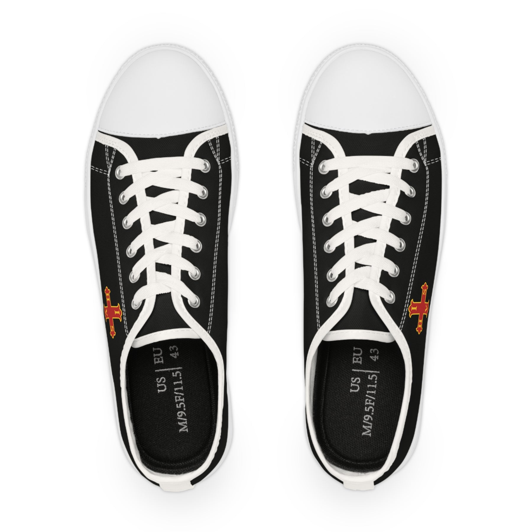 Red Cross of Constantine Sneaker - Low Top Sneaker Black & White - Bricks Masons
