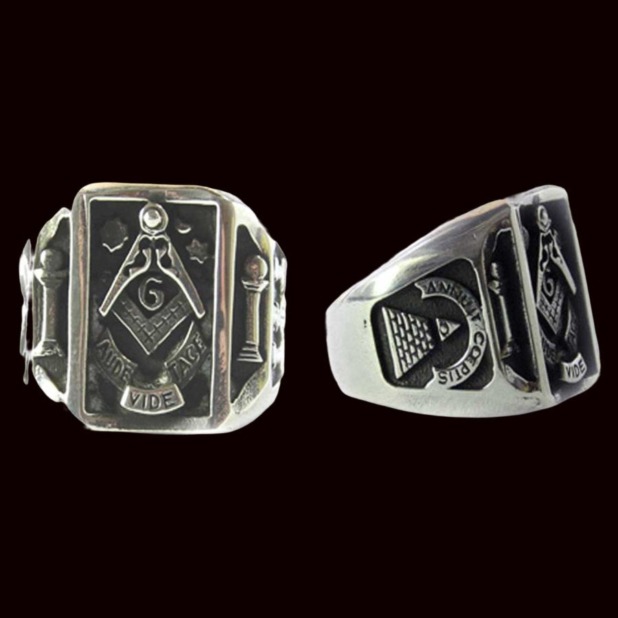 Masonic Ring Aude Vide Tace in Silver Masonry 2 x 2 cm 19 gr Art 90 - Bricks Masons