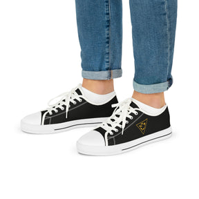Grand Tiler of Solomon Sneaker - Low Top Sneaker Black & White Golden Emblem - Bricks Masons
