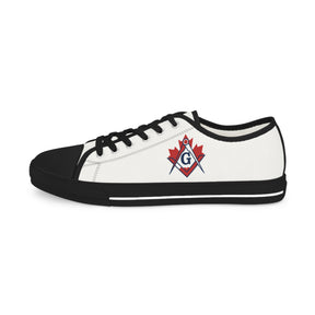 Master Mason Blue Lodge Canada Jurisdiction Sneaker - Low Top Sneaker Black & White S&C Maple Leaf - Bricks Masons