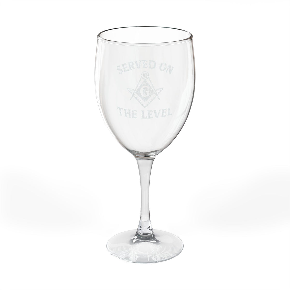 Master Mason Blue Lodge Wine Glass - Served On The Level Square & Compass G