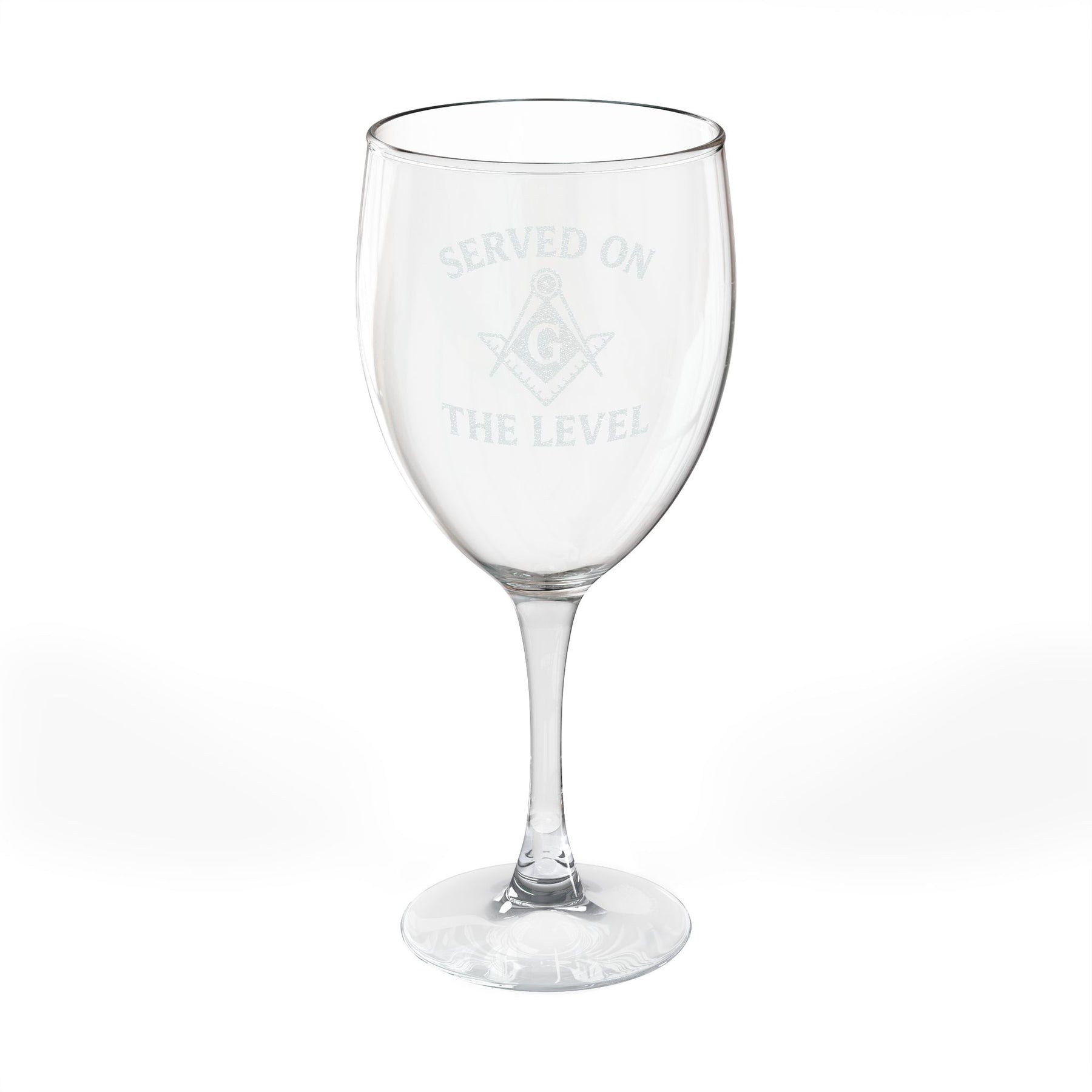 Master Mason Blue Lodge Wine Glass - Served On The Level Square & Compass G