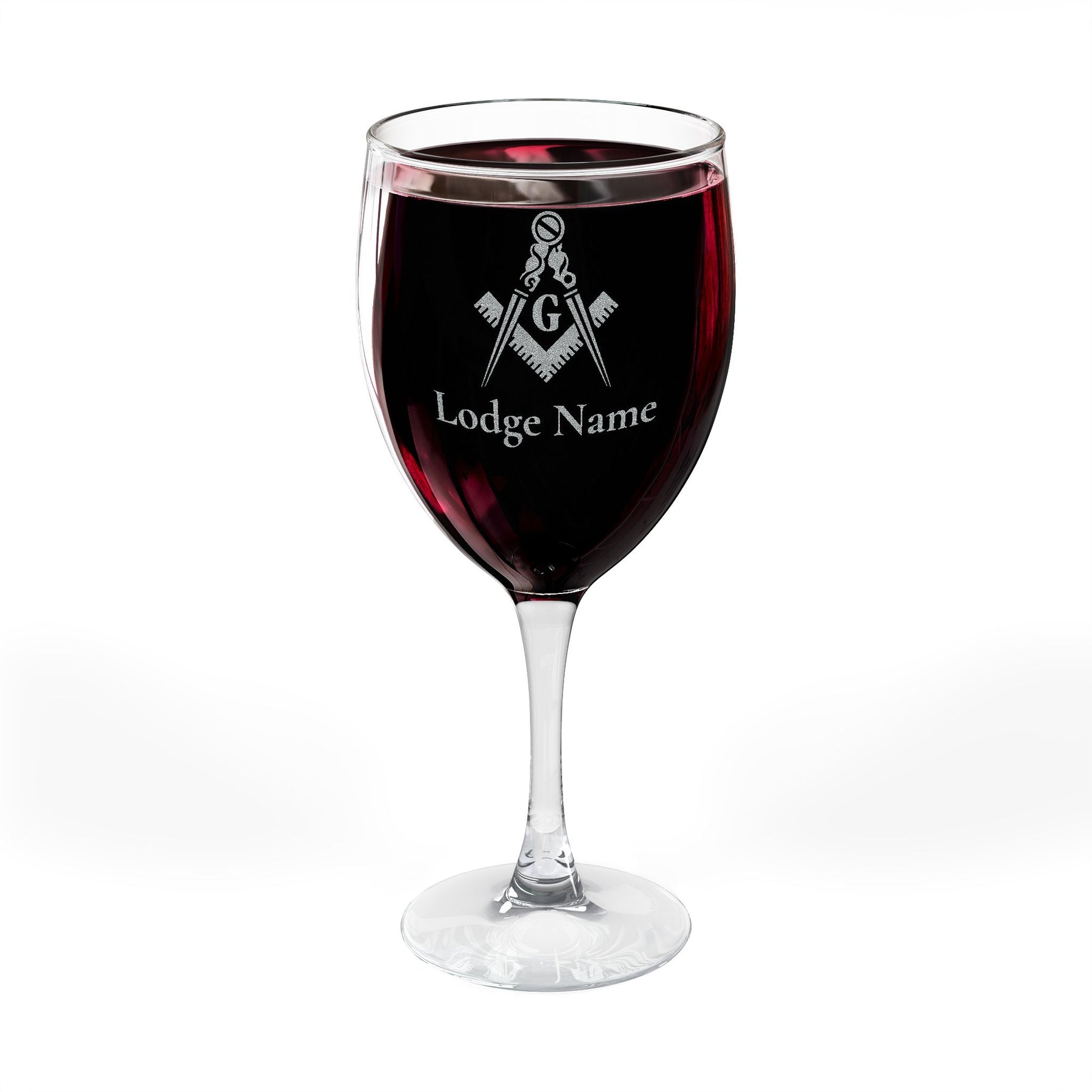 Master Mason Blue Lodge Wine Glass - Square & Compass G with Customization - Bricks Masons