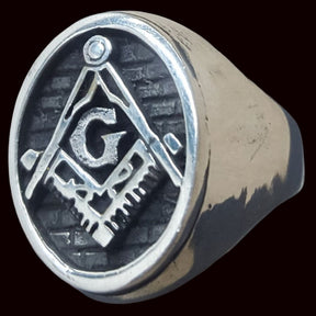 Oval Masonic Ring, Master Degree, in Silver, 11 grams, Art. 96 - Bricks Masons