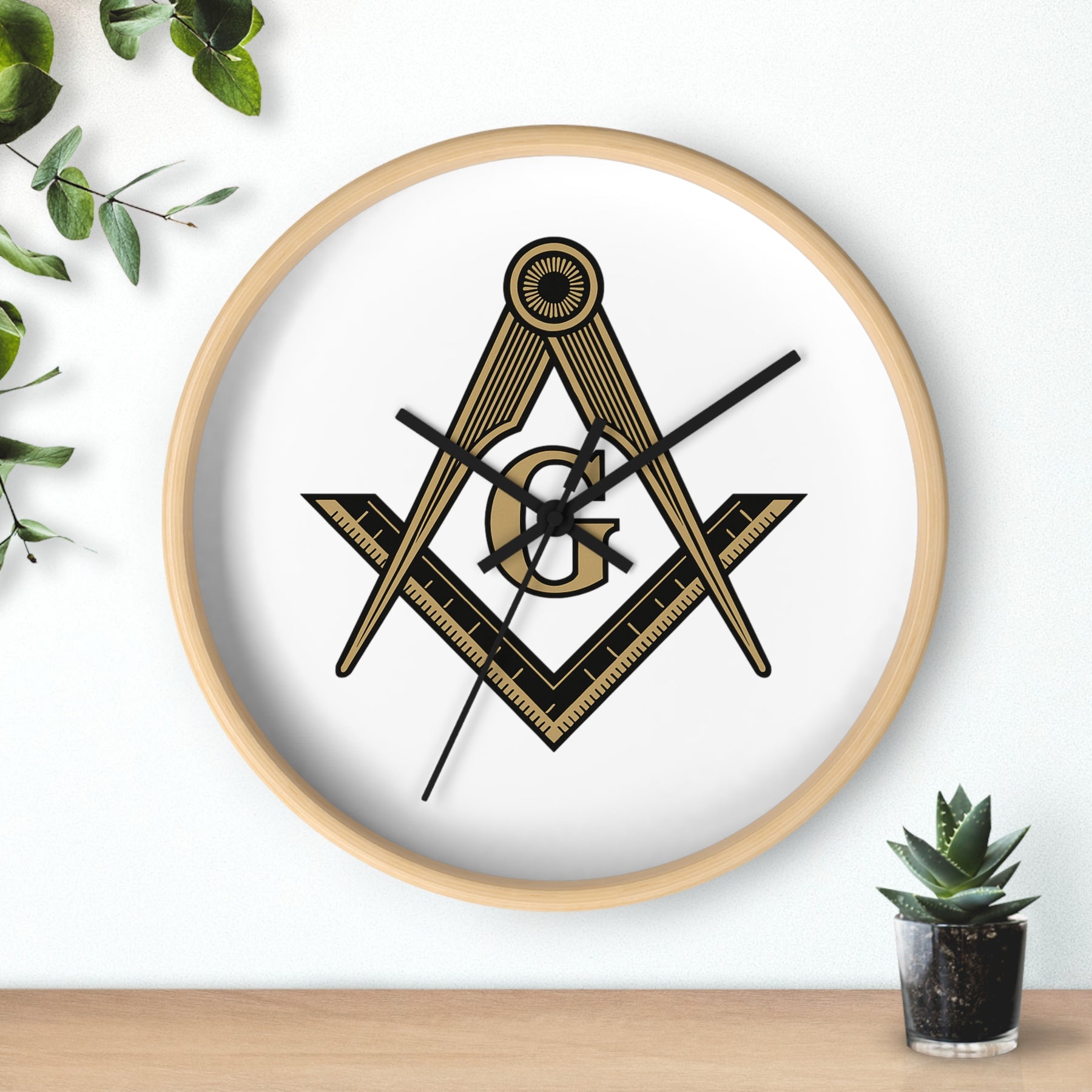 Master Mason Blue Lodge Clock - Distinguished S&C G on White Dial - Bricks Masons