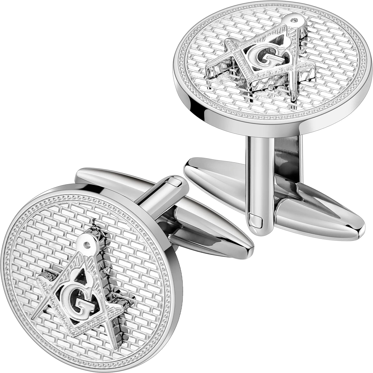 Master Mason Blue Lodge Cufflink - Silver Stainless Steel - Bricks Masons