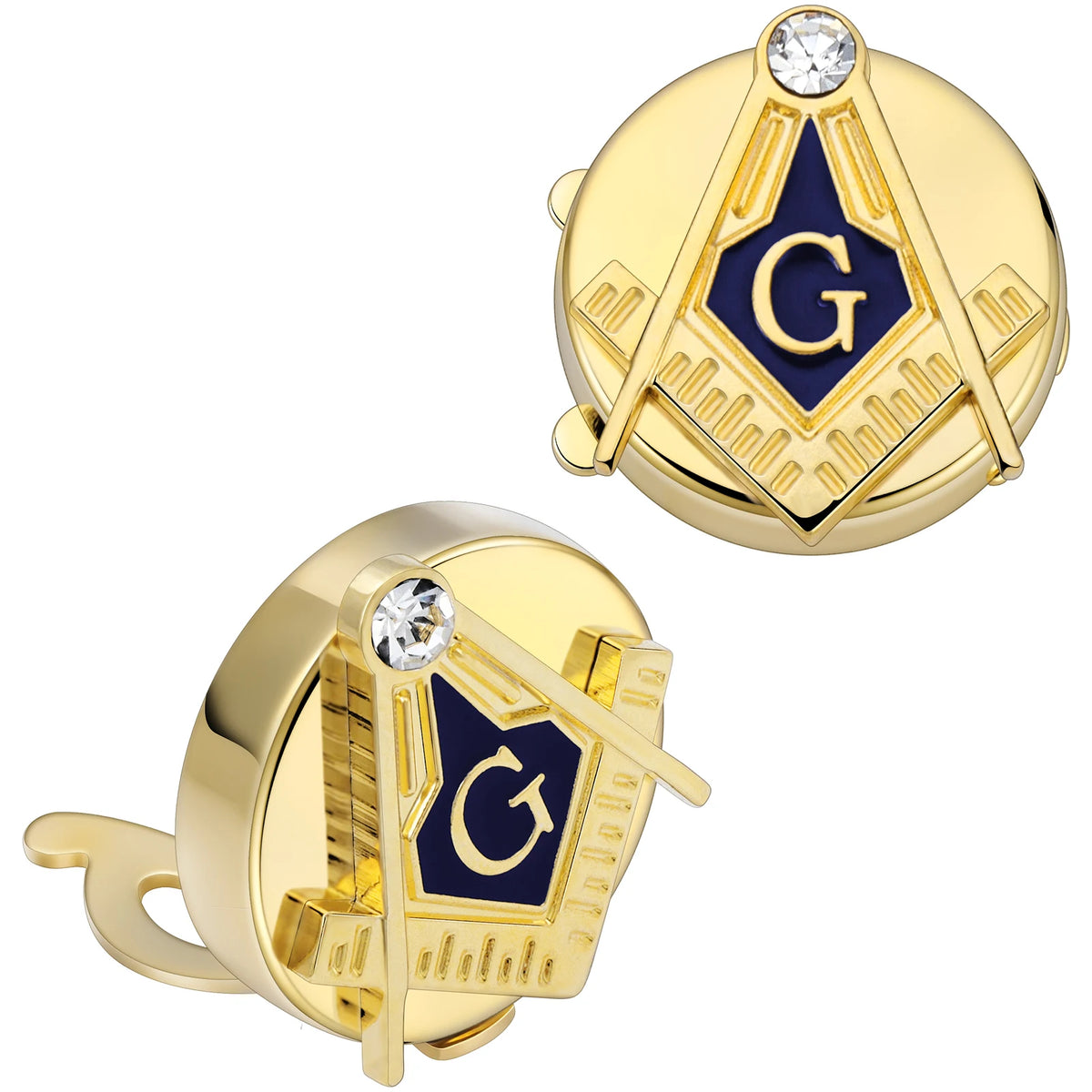 Master Mason Blue Lodge Button Cover - Copper Square & Compass G With Rhinestone - Bricks Masons