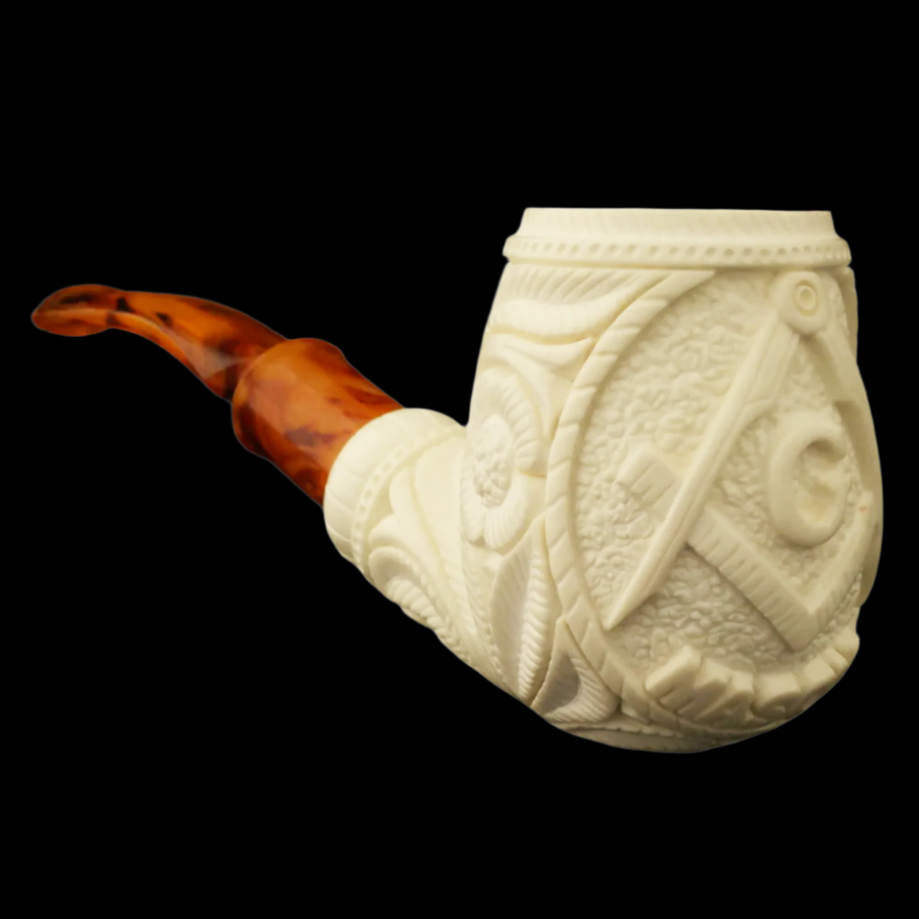 Master Mason Blue Lodge Meerschaum Pipe - Handcrafted With Fitted Case - Bricks Masons