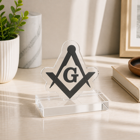 Master Mason Blue Lodge Plaque - Black Square & Compasses G Emblem - Bricks Masons